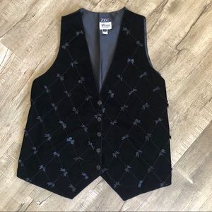 Mimi Maternity Black Velvet Satin Beaded Bows Vest